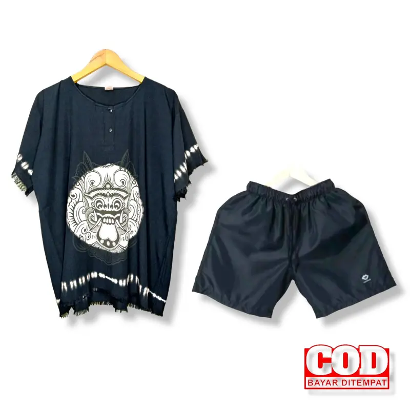 Setelan baju barong bali / setelan celana pendek barong pria wanita/ setelan pendek barong bali pantai 0