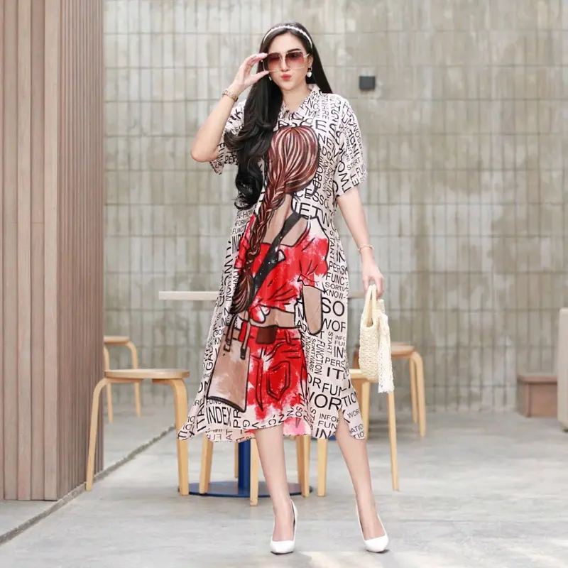 DASTER SOFIA KARAKTER ( ISI 4 PCS) KEKINIAN Busui Kancing Motif Ibu Nyaman Rayon Santai Tidur Menyusui Zipper 5