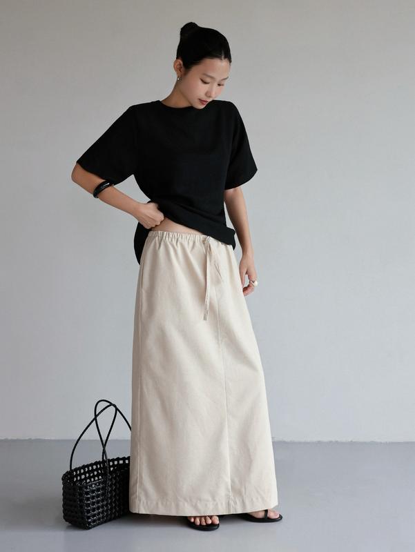 Chân váy linen lưng thun form dài SOMS | Flow Skirt