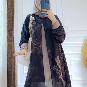 BSWOMEN EDELWISE TUNIK||TUNIK TERBARU WANITA /  Baju Katun Lembut Nyaman Panjang Formal Peach Kerja Basic Atasan Hitam Batik