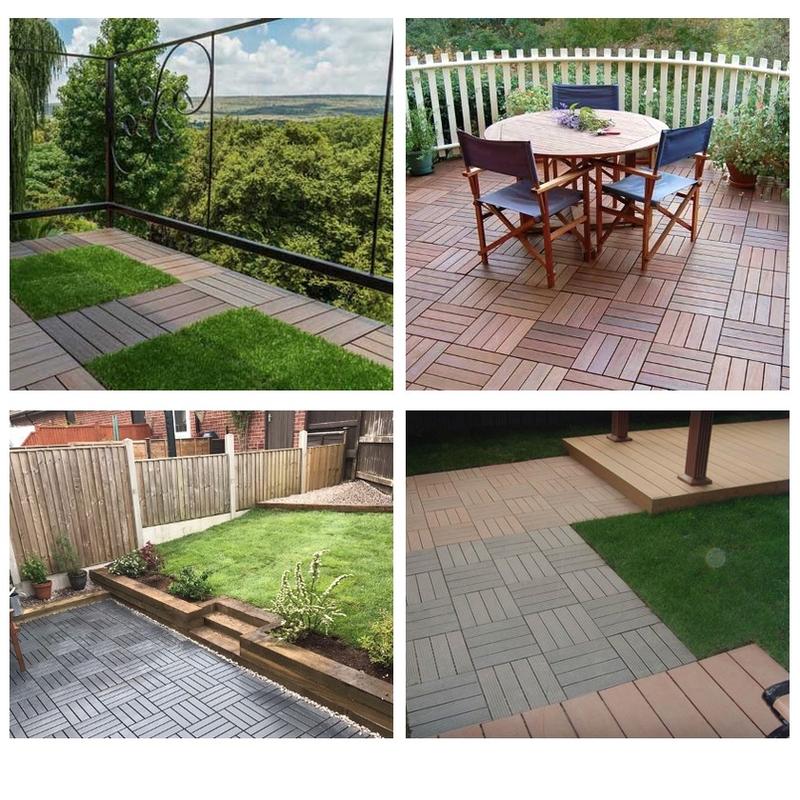 [MOQ 6 pcs] DIY Decking Tile Interlocking Artificial Grass Mat Outdoor Flooring Wood Stone Wooden Tiles 3