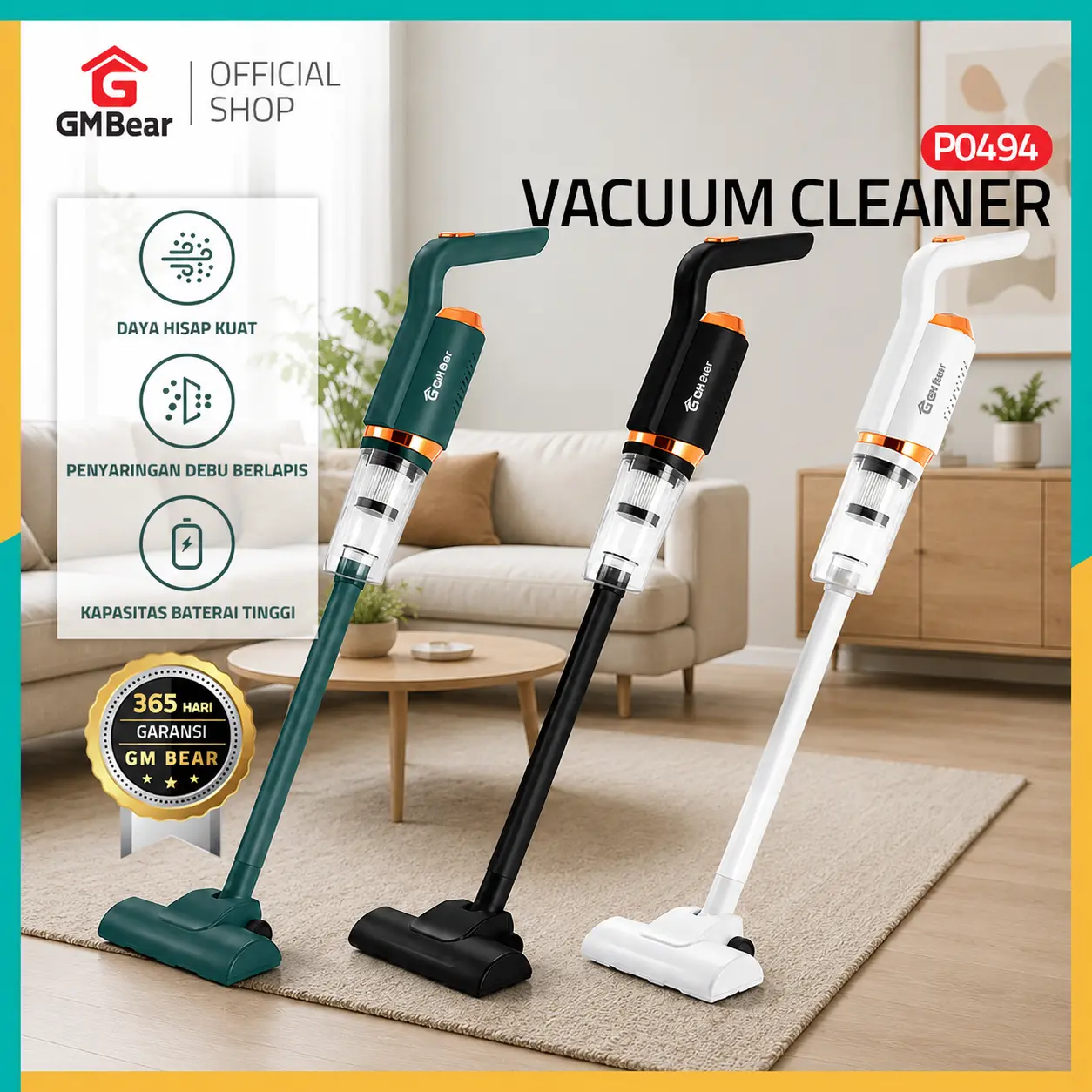 GM Bear Vacuum Clenaer Penyedot Debu Cordless P0494 - Penyedot Debu Vacum 5 IN 1 20000Pa