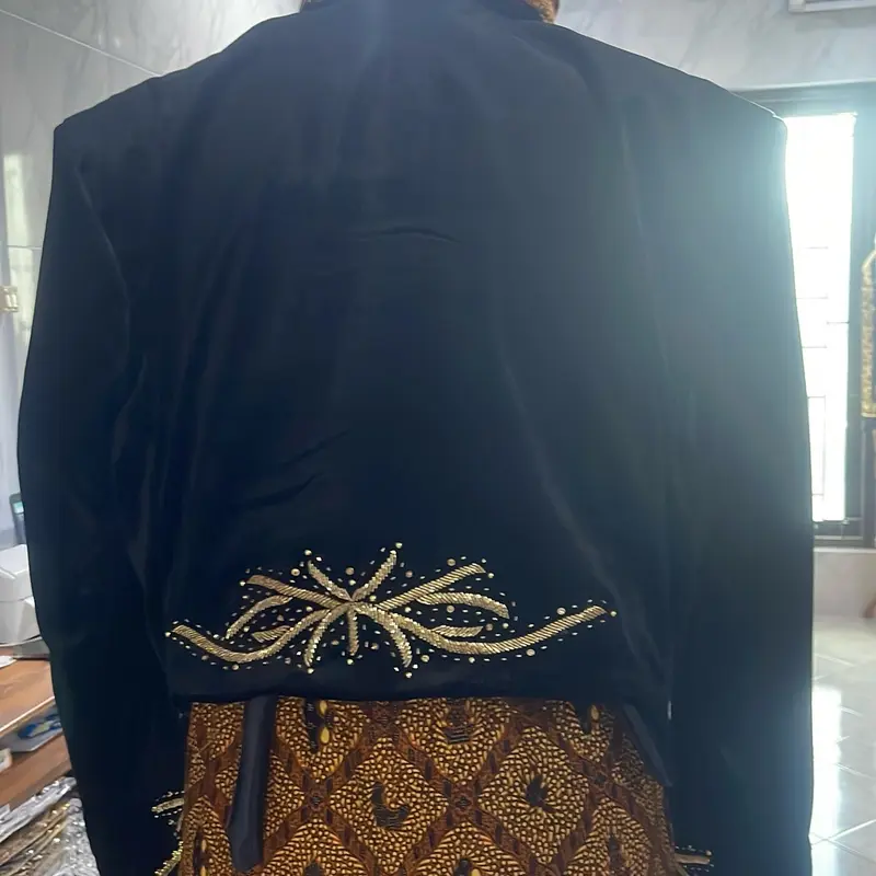 Beskap  Jawa Bludru Hitam Pengantin Pria Dewasa Premium Payet 3