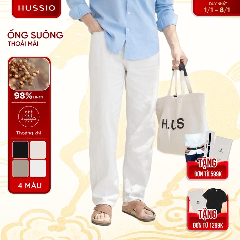  Quần ống suông nam LINENE SIMON vải linen co giãn mềm mịn thanh lịch - HUSSIO 