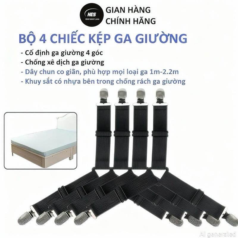 Set 4 kẹp ga giường cố định 4 góc chống xê dịch và giữ phẳng