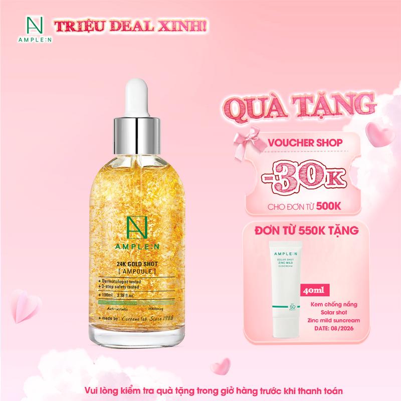 Tinh Chất Vàng Dưỡng Da AMPLE:N 24K Gold Shot Ampoule serum & tinh chất chống lão hóa da