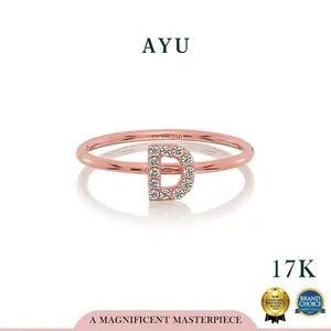 AYU Pave Initial Ring 17K Rose Gold