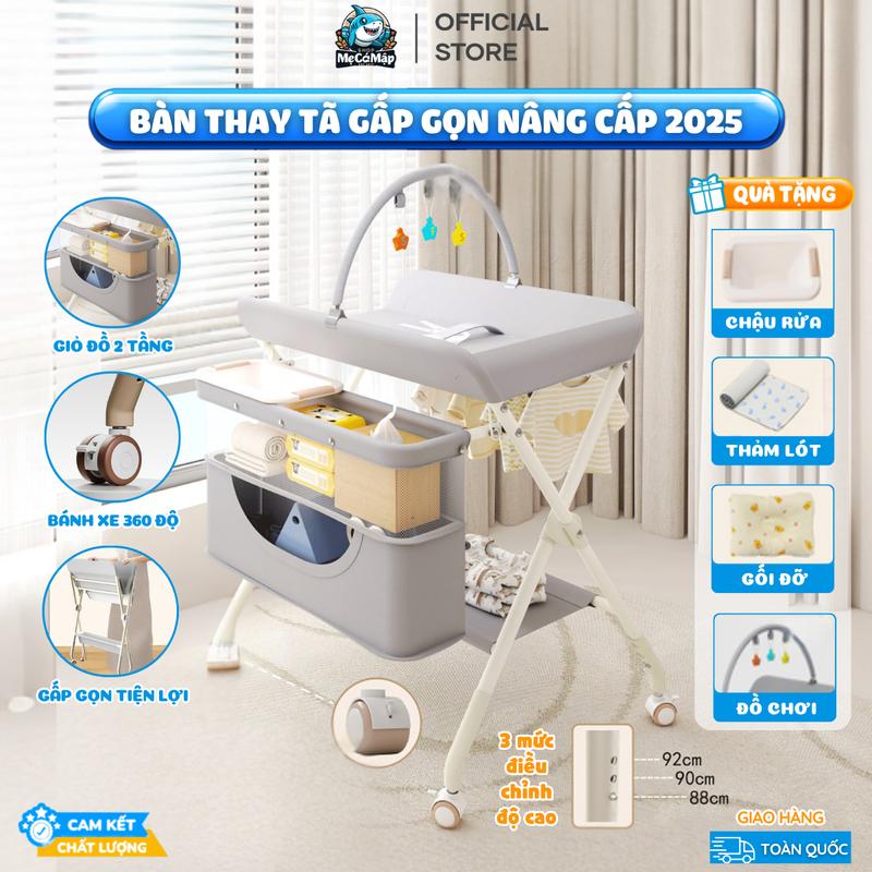 Bàn Thay Tã Cho Bé Có Thể Gấp Gọn Dễ Dàng Bàn Massage Thay Quần Áo Cho Bé Sơ Sinh Có Bánh Xe