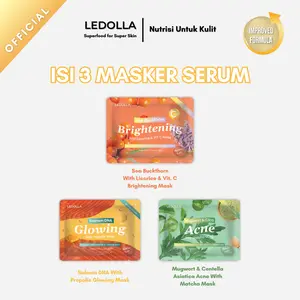 LEDOLLA - Paket Masker All Variant Masker Wajah Isi 3 | Masker Salmon DNA Glowing, Acne, Brightening Face Mask | Masker Wajah Organik Bubuk BPOM | Chicken Skin, Jerawat Bruntusan, Pori-Pori, Mencerahkan Wajah, Skin Barrier | Skin Care | Free Spatula
