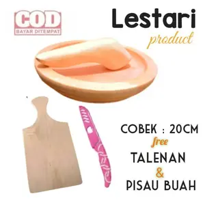 Cobek Kayu Set Ulekan Kayu Talenan Dan Pisau | COBEK KAYU MAHONI | SET COBEK KAYU