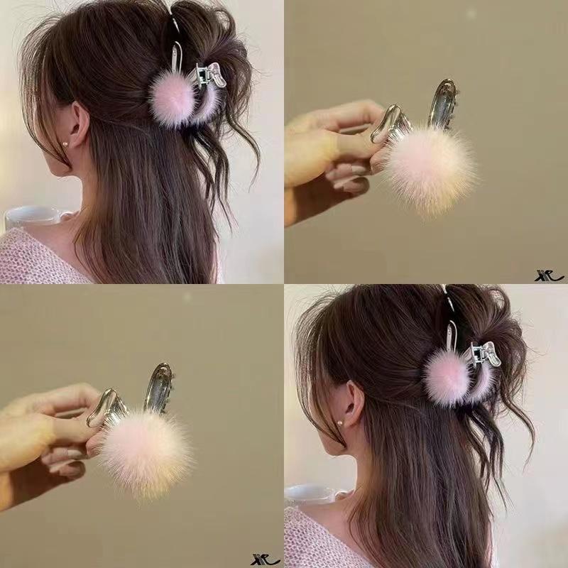 Phụ Kiện Tóc, Hàng Mới Về, Bóng Tóc Tai Thỏ Kim Loại Ngọt Ngào Và Dễ Thương, Kẹp Lấy, Phong Cách Cô Gái Trẻ Cảm Giác Cao Cấp, Thời Trang, Giá Trị Thẩm Mỹ Cao, Kẹp Lấy Buộc Nửa, Sau Đầu, Thanh Lịch, Dễ Phối Đồ Hoa Cài Tóc