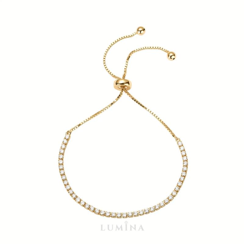 Lumina Jewels - Gelang Serut Zircon Gold Putih Stainless Steel Anti Karat 0