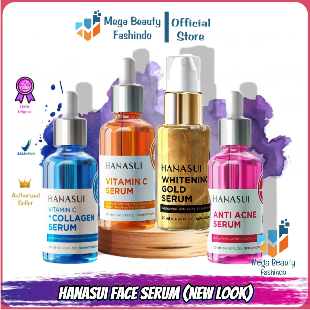 Hanasui Face Serum Series Serum New Look & Improved Formula | Vitamin C + Collagen | Anti Acne | Whitening Gold | Serum Wajah | Advance Serum
