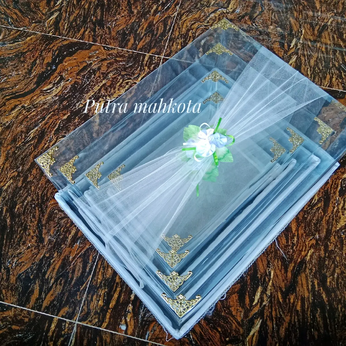 Kotak Seserahan Pernikahan 1 Set isi 4pcs Dengan Tutup Mika Model Tile Premium