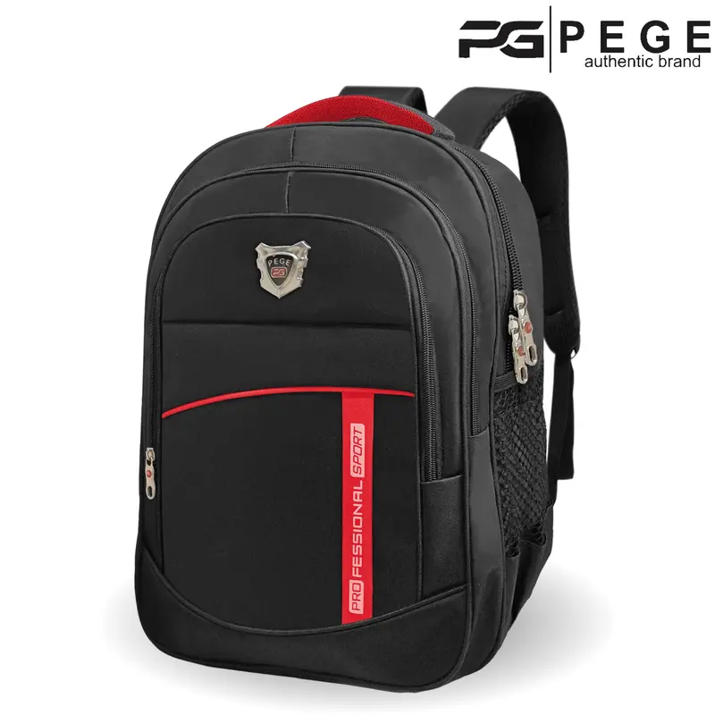 Tas Ransel Laptop Pria PEGE Cavan Tas Punggung Hitam Stripe Merah Gaya Elegan dan Casual - PG 29 3