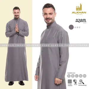 ALKHAN JUBAH Gamis Pria Ozem Lengan Panjang Putih Premium Polos Dewasa Model Elegan & Stylish Size S M L XL 2XL Muslim