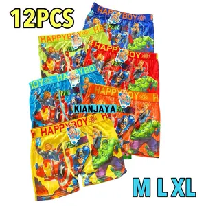 Lusinan 12pcs celana dalam boxer anak laki laki happyboy agatos jingfang spandeks motif kartun Fashion