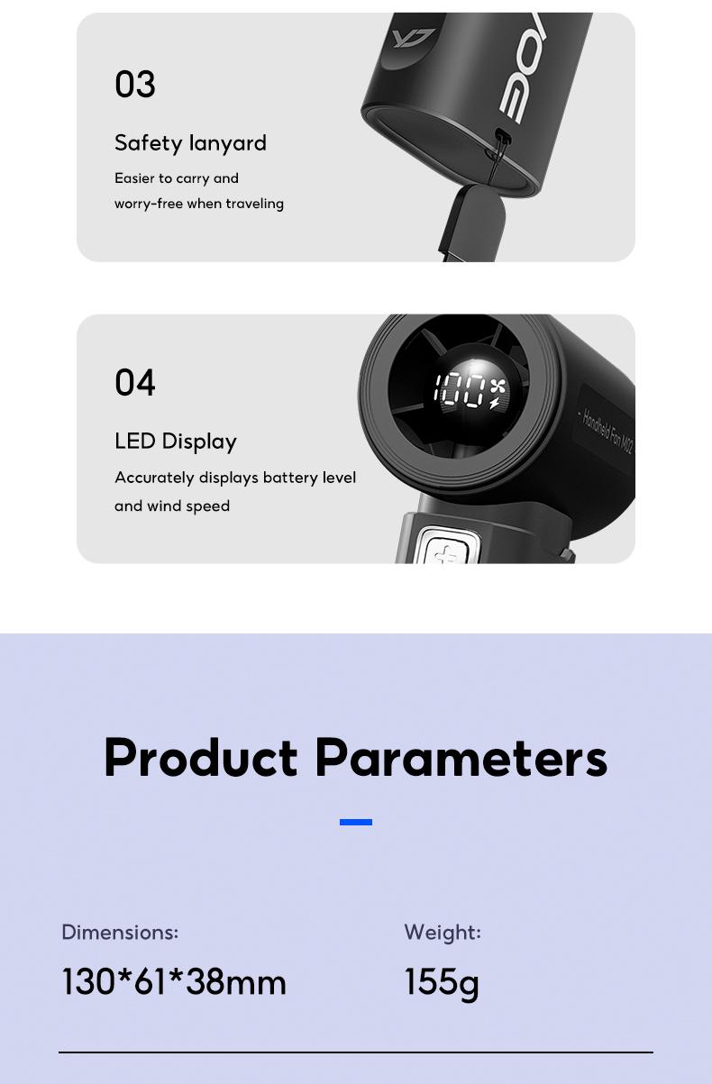 Yodevoe M02 Mini kipas 100 Gear Wind High-speed kipas angin Adjustable Turbo kipas tangan