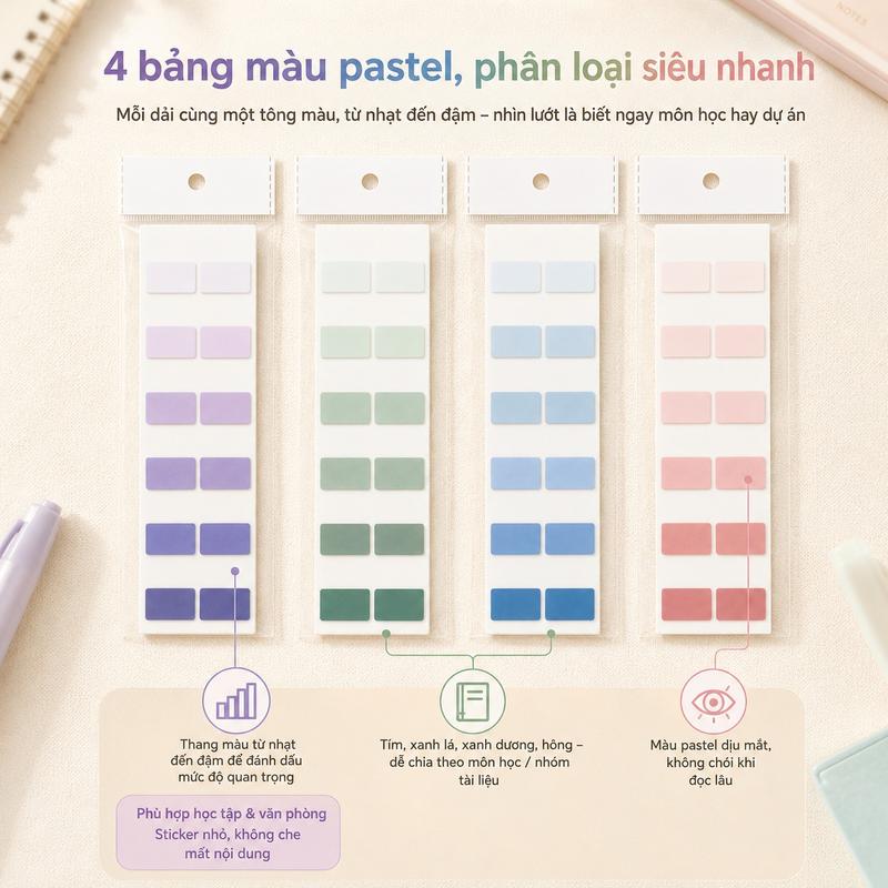 Decorme Giấy Note Đánh Dấu Trang Trong Suốt Nhiều Màu Morandi 4 Màu Đa Năng Phù Hợp Cho Sách Và Tập Không Keo Dính Không Che Nội Dung