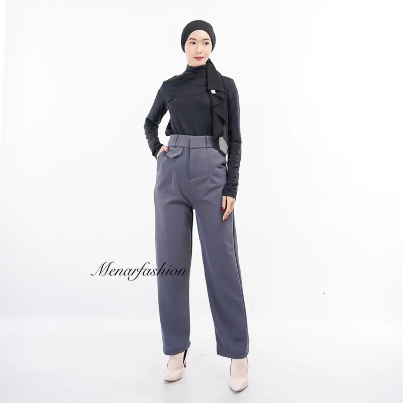 Menar Fashion - Oro Pants Knit Celana Panjang Korean Style / Celana Panjang  Melar  Highwaist Panjang Kulot Panjang Kerja Wanita Basic 6