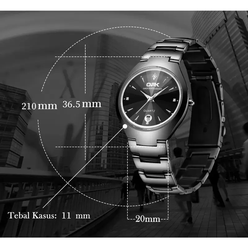 OPK Jam Tangan Pria Original Cowok Analog Anti Air Bisnis Kuarsa Jam Tahan Air Arloji Hitam Kaca Watches with Kotak Ori 7