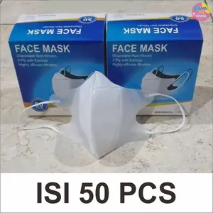 MASKER DUCKBILL FACEMASK 3 PLY ISI 50 PCS PER KOTAK WARNA HITAM & PUTIH