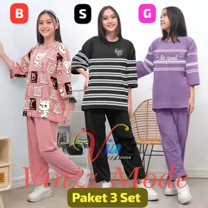 PAKET HEMAT 3 SET !!! Setelan Wanita Ld 120 Boneka - Salur Love - Be Great