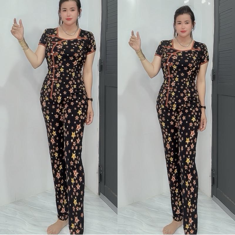 SÉT BỘ THUN ATI ,QUẦN DÀI ỐNG ÔM.SIZE 48-85KG đồ bộ nữ.đồ bộ may sẵn giá rẻ.đồ bộ thun Women.đồ bộ Tâm Đan Voi Áo Top Polo Sọc Kẻ 3
