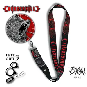 LANYARD ADAMANTINE MERAH BURGERKILL TALI GANTUNGAN KUNCI HP ID CARD