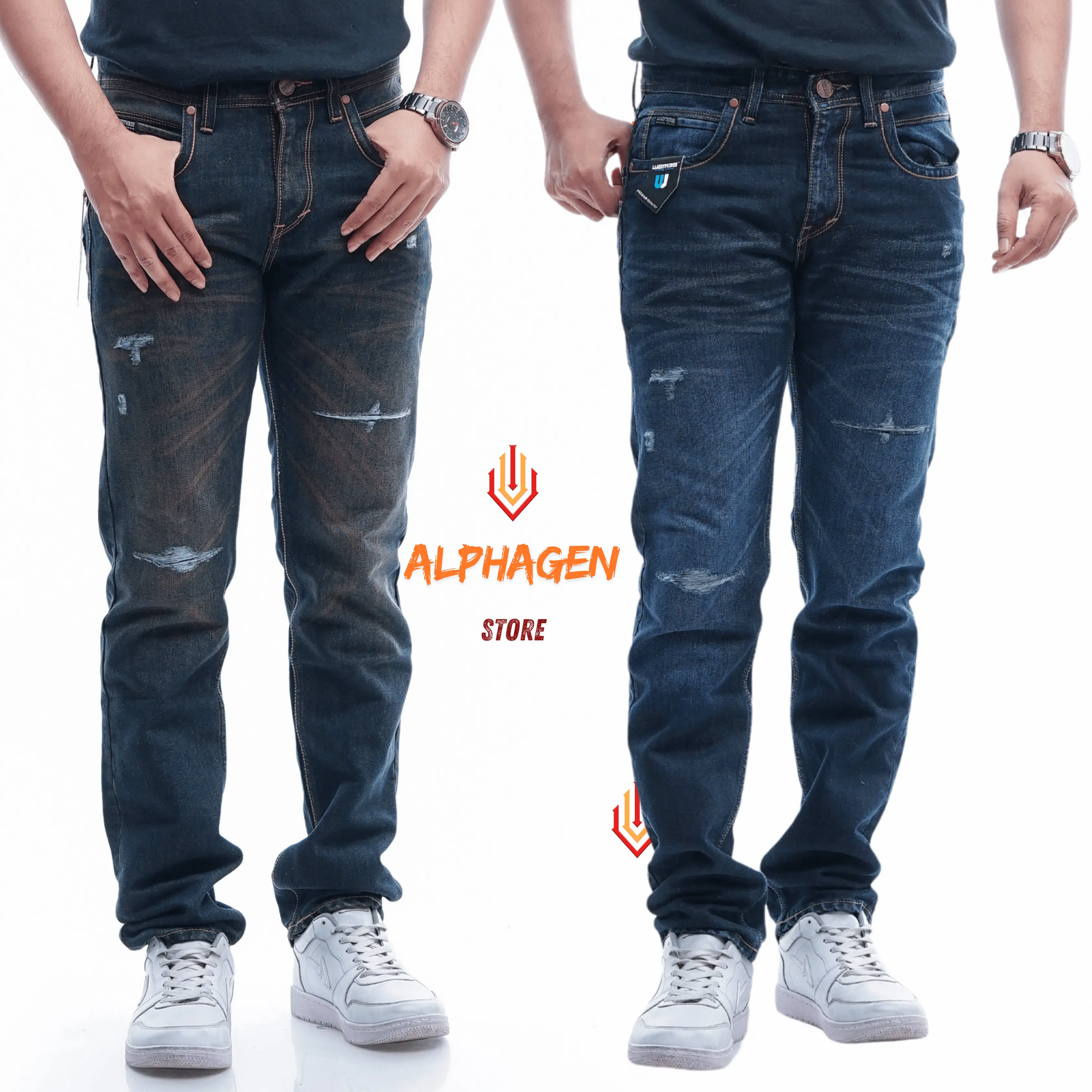 CELANA JEANS SOBEK WAMBE Denim Ripped Selved Reguler Fit
