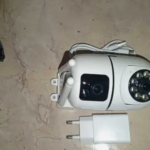 Sankeshu V380 Pro CCTV 2 Antena Z2 Dual Lens 5MP 1080p IP Camera 360 Rotation Pelacakan Manusia Alarm Komunikasi Dua Arah Kamera Ponsel Wifi Adaptor Led 128GB Penyimpanan Cloud Wireless Putih