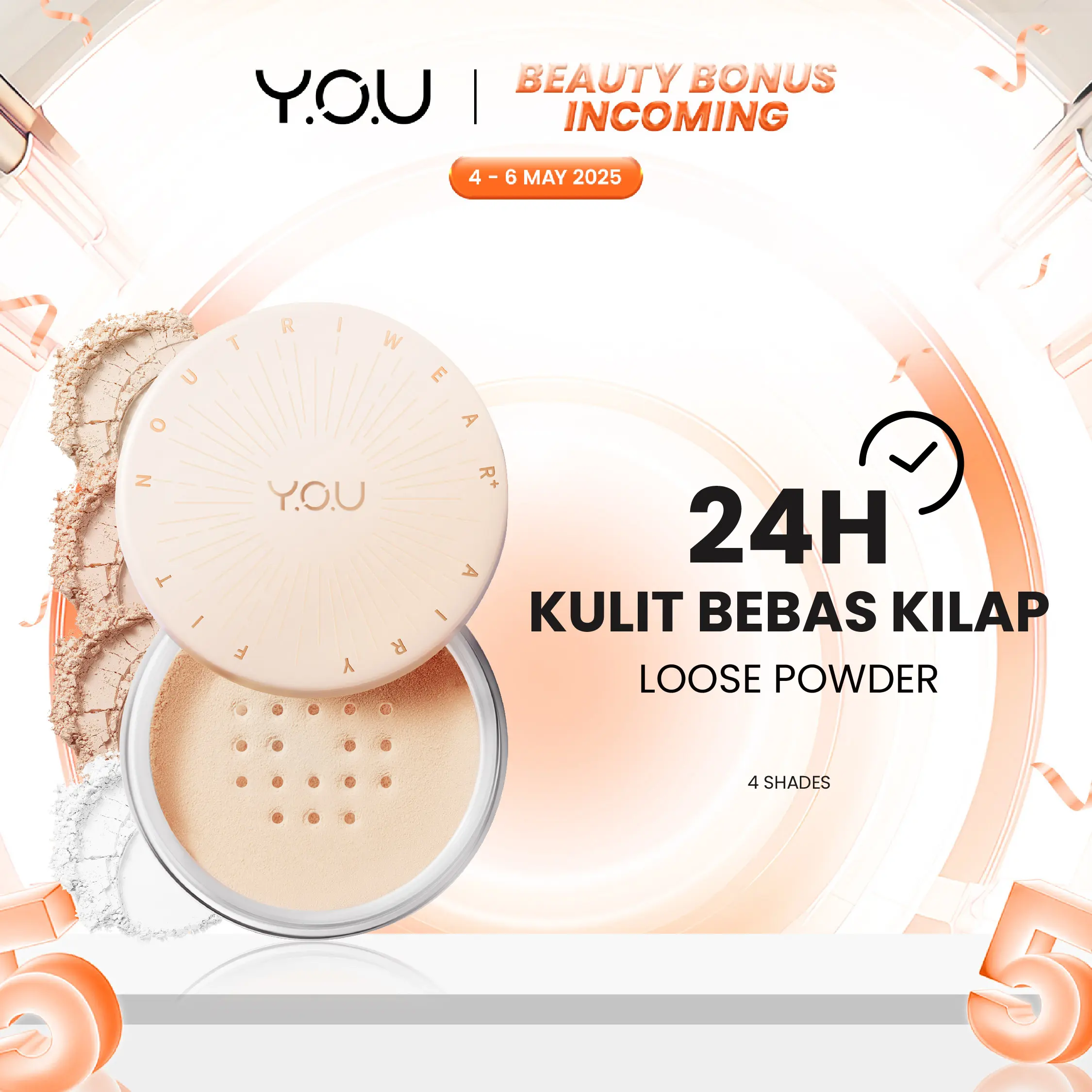 YOU NoutriWear+ Airy Fit Loose Powder Sebum Control Kosmetik Makeup Wajah Bedak Tabur Tahan Lama Tahan Air Nourishing Oil Control Hingga 24 Jam kering