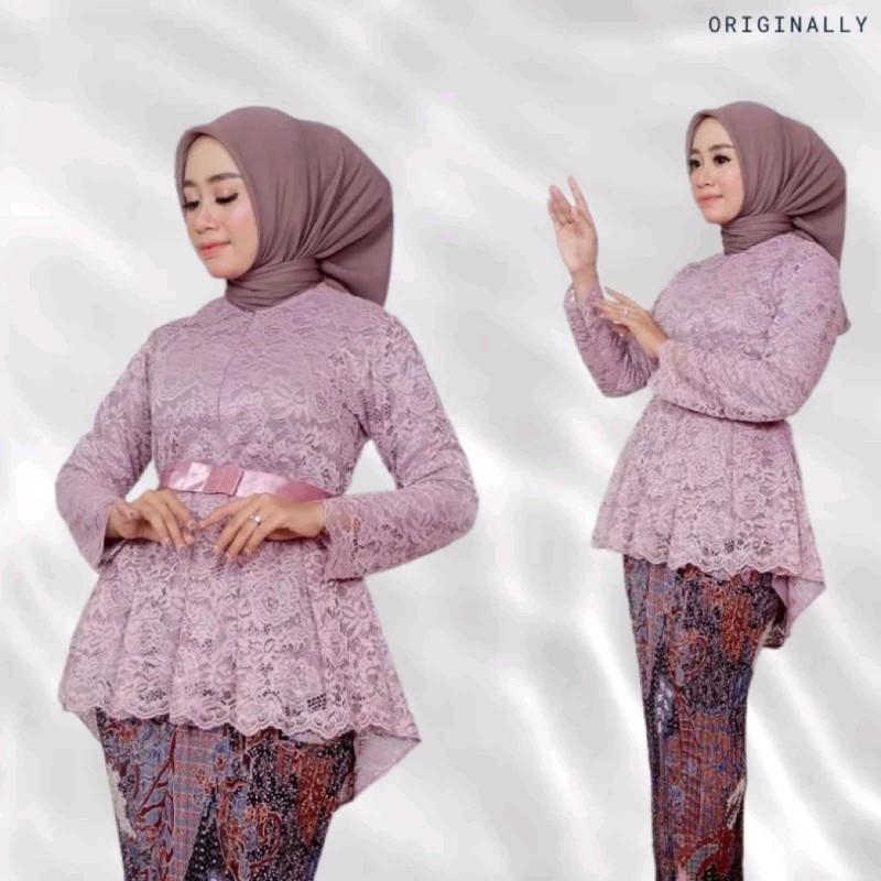 Set Baju Kebaya Aurora Brokat Premium Mix Rok Plisket - Dress Wanita Terlaris 2
