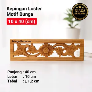 Kepingan Loster Jati 10 cm x 40 cm Motif Bunga Minimalis Asli Jepara