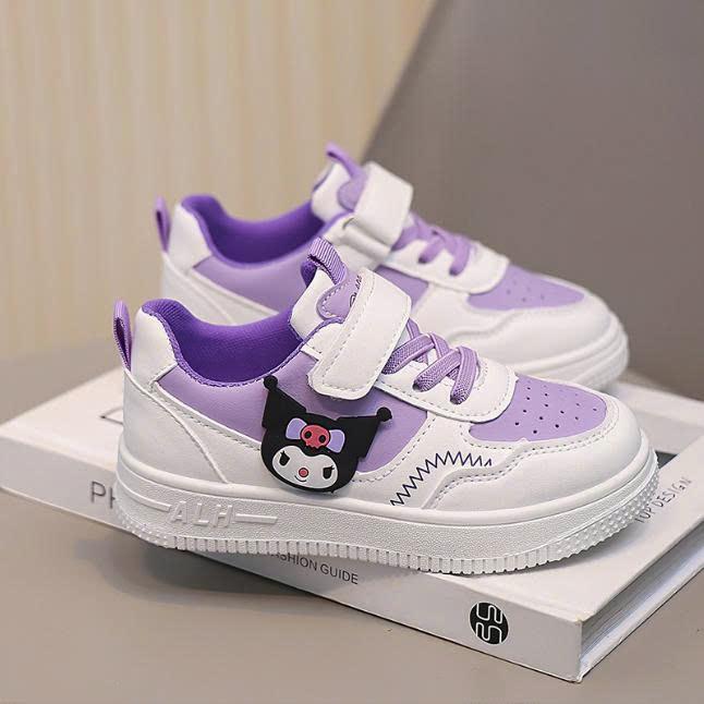  Giày Thể Thao Trẻ Em Bé Gái Da PU Hồng Tím Họa Tiết Koromi & Thỏ Melody Size 27–38 MSP 107 Chất Liệu Mềm Dễ Vệ Sinh Đế Cao Su Chống Trơn Trượt 