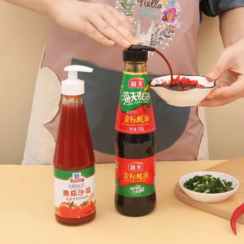 Quantitative 2ml Vacuum Oyster Sauce Pumps with Lock Ketchup Dispenser Pressure Nozzle Kitchen Cooking Tools