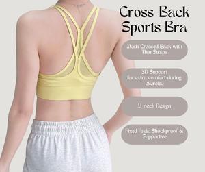 Cross-Back Sports Bra – Mesh Backless Design, High-Impact, Shockproof, Supportive Fitness Bra for Women [YA18]