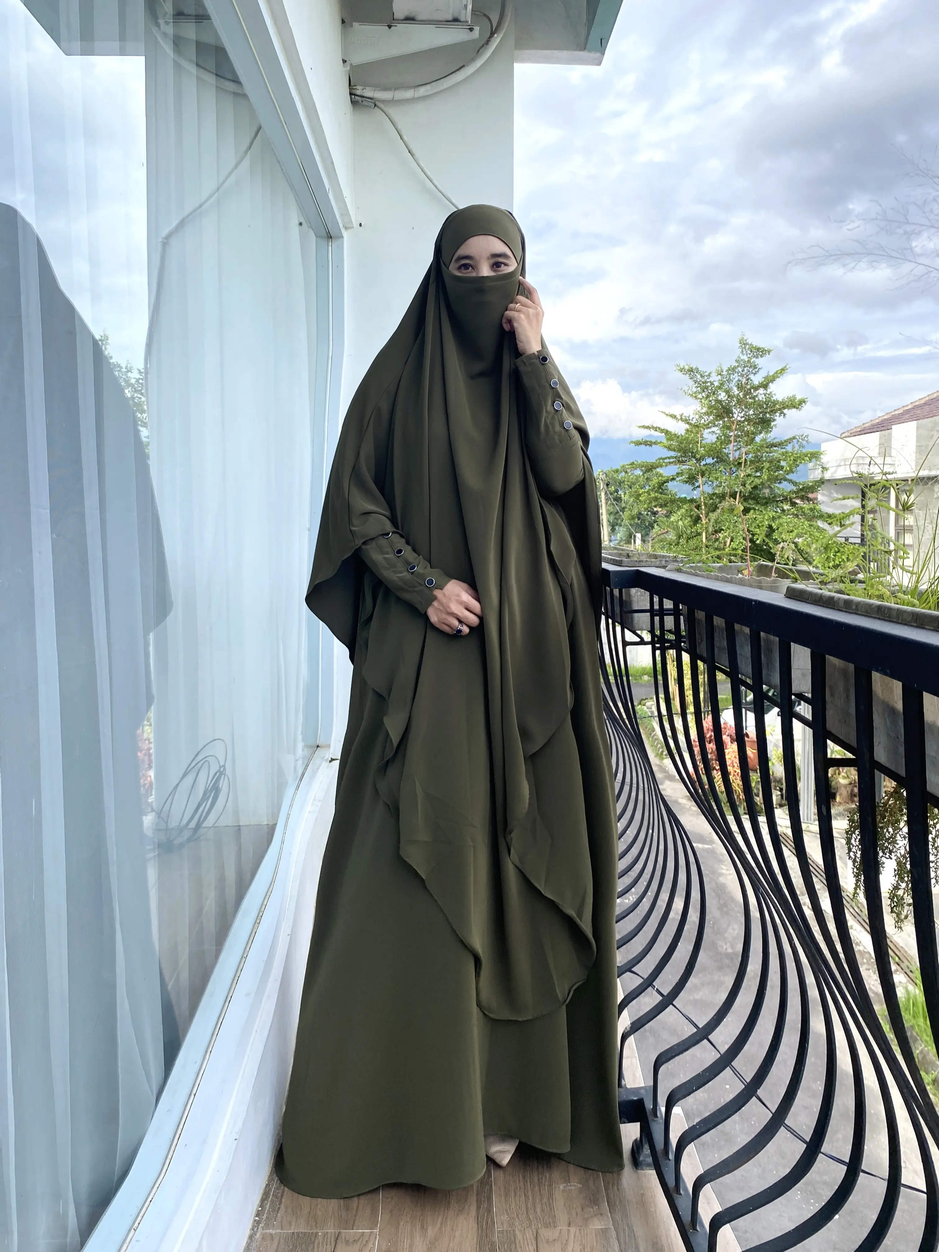 ASSYABIYA Abaya Set French Khimar JUMBO Bahan Anti UV Mewah Elegan Gamis Wanita Syari Free Cadar Bandana Muslim Lebaran Dewasa Remaja Kondangan Silk Dress Simple Hitam Ibu Kerudung