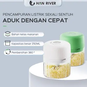 【EXCLUSIVE nisafauziah910】[COD]HAN RIVER Mini Chopper Blender 250 ml Penggiling Bumbu Dapur Portable HRSR02WT Penumbuk bawang putih