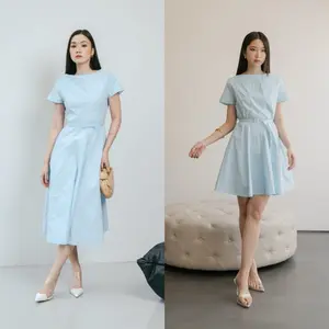 NEW / COD - Sharon Mini & Midi Dress - Dress Lengan Pendek Casual Formal Wanita Free Belt - Dress Polos Simple Cantik Terbaru