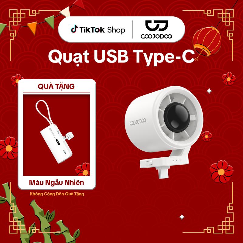 Quạt tốc độ cao tặng sạc dự phòng , sử dụng qua cổng USB Type-C,Cắm vào là chạy ,Không cần sạc pin,3 cấp độ gió,điều chỉnh được góc độ