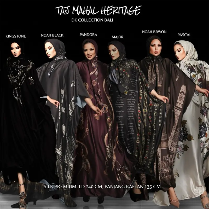 CE HOMEWEAR RAYA COLLECTION FASHION WANITA MUSLIM GAMIS KAFTAN DRESS MOTIF SILK MEWAH DAN NYAMAN