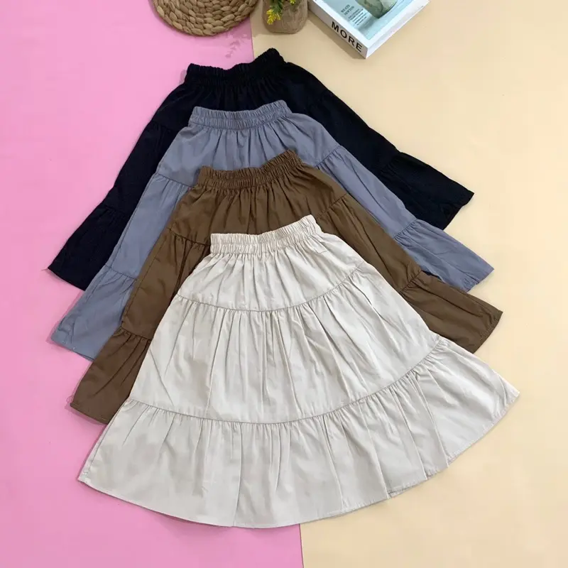 Hanna Skirt by little.hanaaa| Rok Flare Rempel Susun Katun Poplin Anak (1-10 Tahun) dan Dewasa Panjang Anak-Anak Mommy Remaja Perempuan 1