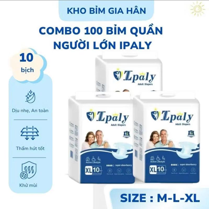 Ipaly Combo 100 Miếng Bỉm Người Già Size M L XL Chất Liệu Mềm Mại Thấm Hút Siêu Nhanh Thoải Mái Rễ Chịu Cho Nam Và Nữ