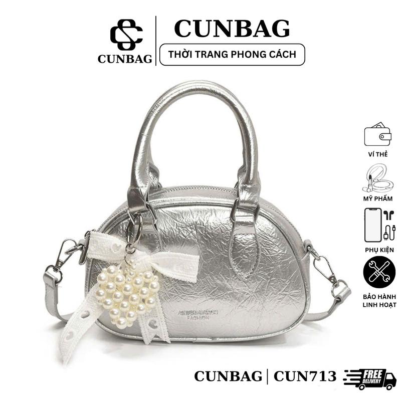   Tặng Nơ Xinh  Túi Xách Nữ Đeo Chéo Tặng Kèm Charm Nơ Ngọc Phong Cách Hàn Quốc CUN713 