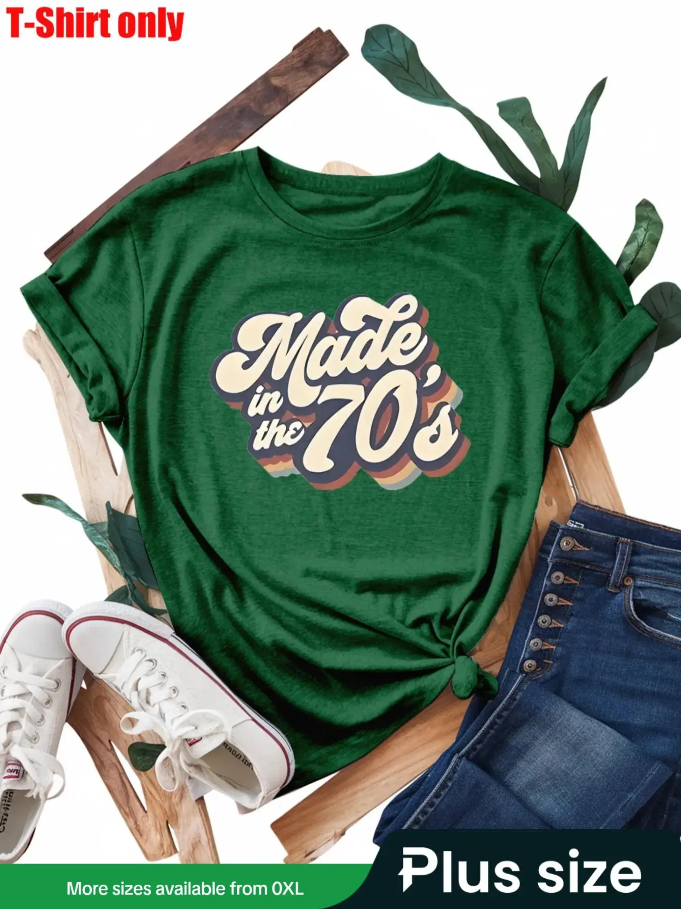 【Plus Size】Letter Print Round Neck Tee, Fashion Casual Streetwear Short Sleeve T-shirt for Daily Outdoor Wear, Women Plus Clothing for Summer, Summer Tops