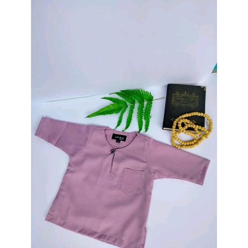 baju koko atasan anak bayi laki laki usia 1-6 tahun Abu Hijau Putih Hitam Merah Katun Toyobo Nyaman Kerah Muslim 2