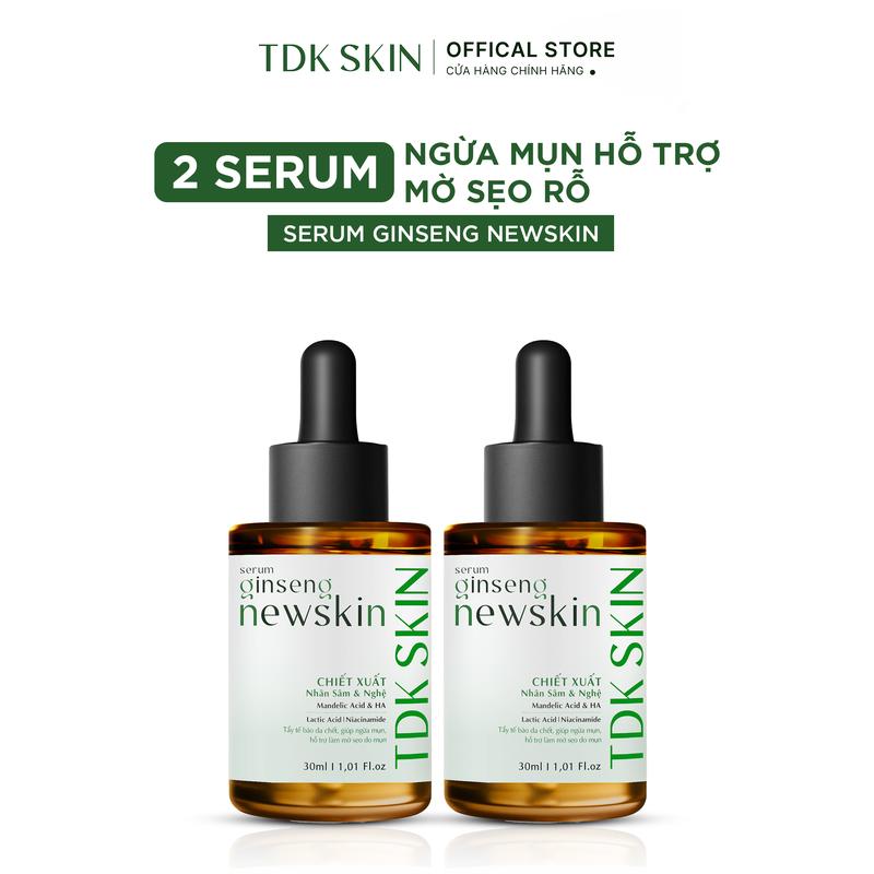 2 Lọ Serum hỗ trợ cải thiện sẹo rỗ mụn giảm thâm - Serum Ginseng New Skin - TDK SKIN