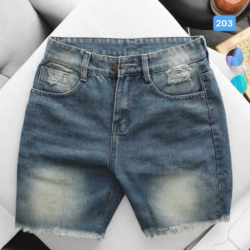 Quần short jean nam SJN203 trên gối màu xanh rách gài nút chất liệu Denim co dãn tốt form chuẩn skinny size M,L,XL,XXL