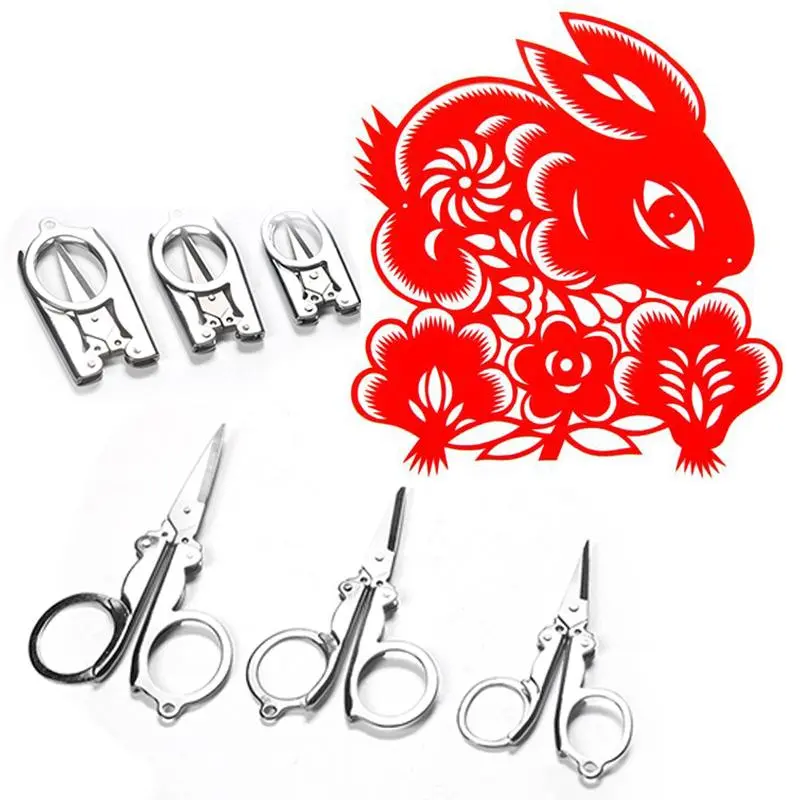 Portable Mini Folding Scissors Pocket Travel Sharp Blade Foldable Paper Handicrafts Embroidery Sewing Thread Tailor Scissors
